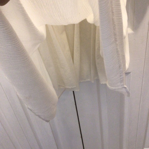 Judith March Boho Ivory Crinkle Floral Embroidered Half Sleeve Tunic Top Size L - Picture 7 of 9